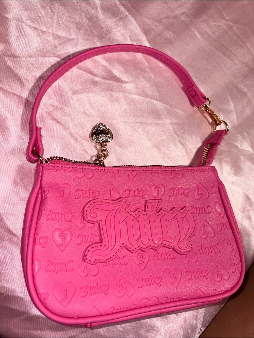 Juicy Couture Hot Pink Embossed Logo Shoulder Bag